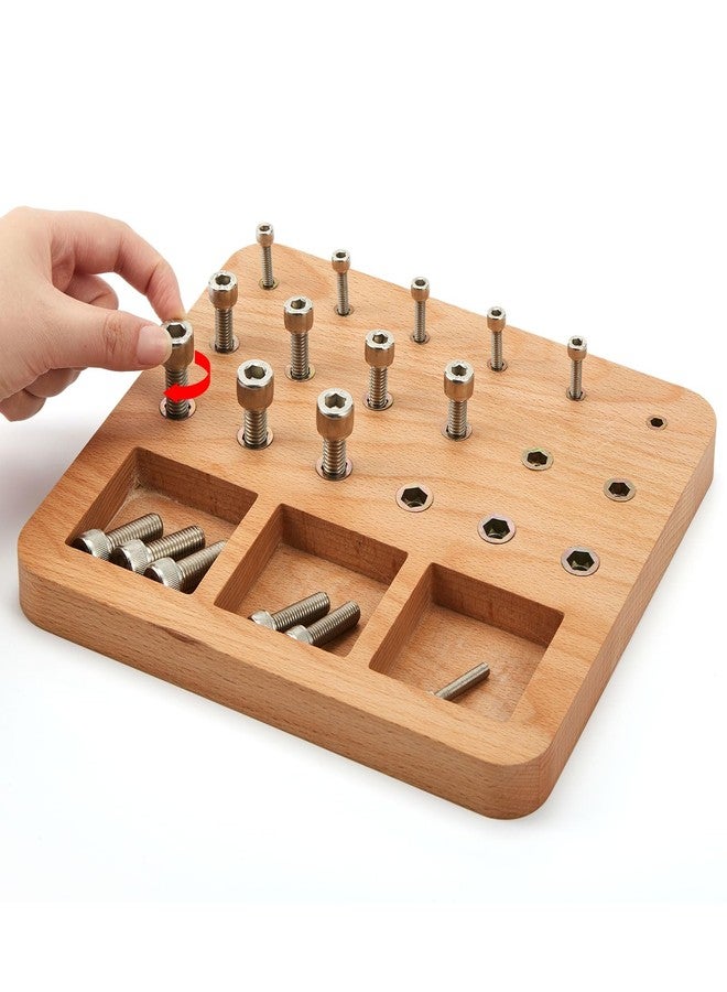 Arrowbash Wooden Pegboard for Finger Dexterity, Comes with 3 Sizes of Pegs and Holes to Improve Fine Motor Skills and Finger Dexterity Hand-eye Coordination, Comes with 18 Solid Metal Screws - Image 1