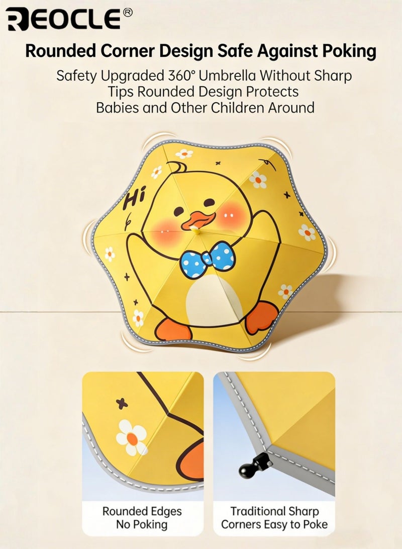 REOCLE Kids Sun-Protective Folding Umbrella Playful Themed Compact Umbrella with Functional Handle Umbrella for Daily Outdoor Use - Image 5