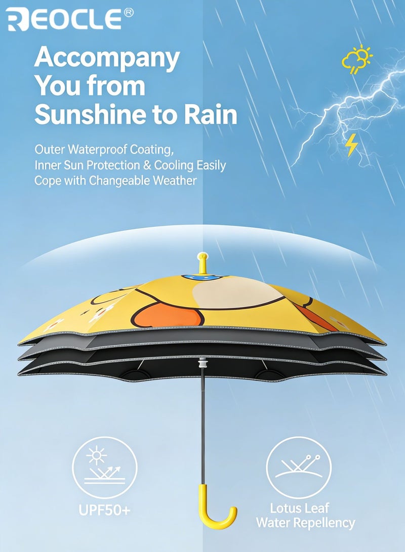 REOCLE Kids Sun-Protective Folding Umbrella Playful Themed Compact Umbrella with Functional Handle Umbrella for Daily Outdoor Use - Image 4