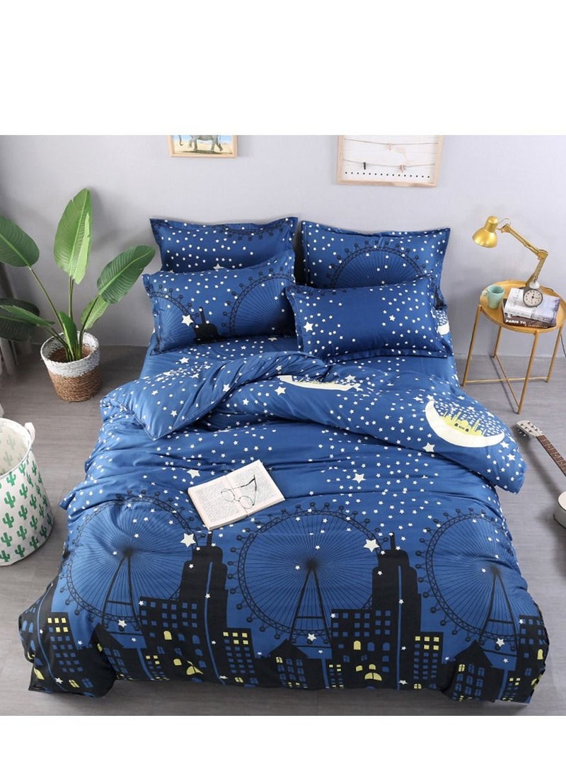 Arabest - 4-Piece Floral Printed Duvet Cover Set Multicolour Queen, Luxury Polyester Microfiber Soft Feeling Double Bed Duvet Cover Set with Pillow Case Bedsheets Bale - Image 1