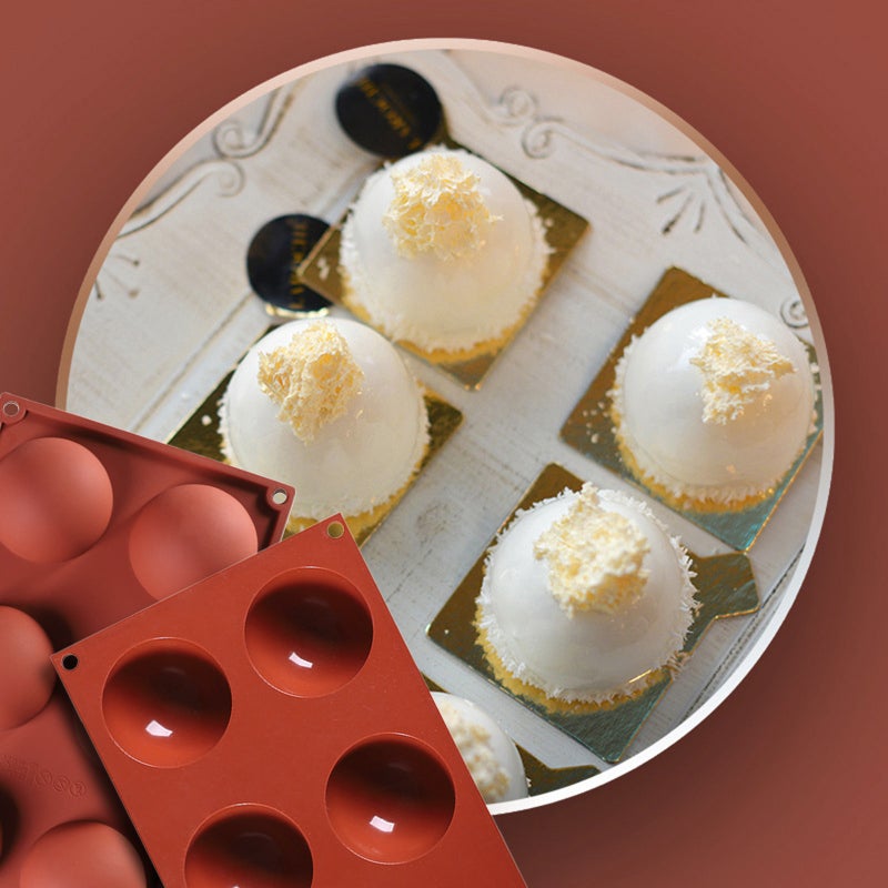 2PCS 6 Holes Silicone Hemispherical Baking Round Shape Half Sphere Non Stick DIY Cake Cupcake Baking Pan for Chocolate Cake Jelly Dome Mousse Pudding - Image 2