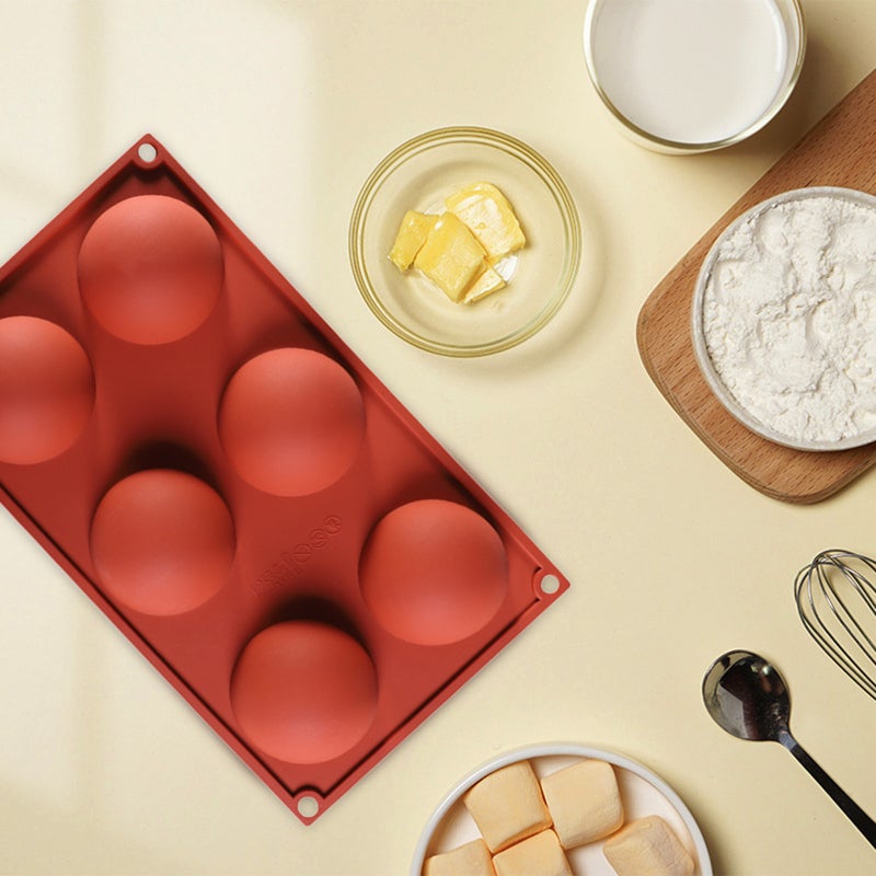 2PCS 6 Holes Silicone Hemispherical Baking Round Shape Half Sphere Non Stick DIY Cake Cupcake Baking Pan for Chocolate Cake Jelly Dome Mousse Pudding - Image 3