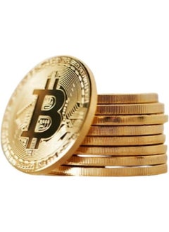 10 Pcs Bitcoin Coin Souvenir with Coin Case, Physical Bitcoin Collection, Gold Plated Bitcoin for Commemoration, Crypto Currency Coin BTC for Gift