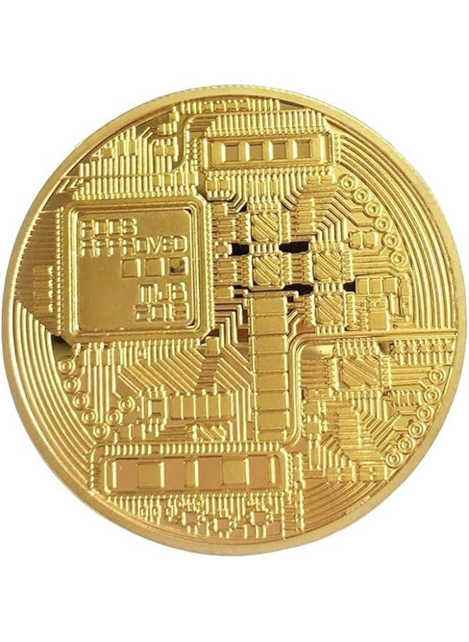 Generic - 10 Pcs Bitcoin Coin Souvenir with Coin Case, Physical Bitcoin Collection, Gold Plated Bitcoin for Commemoration, Crypto Currency Coin BTC for Gift - Image 1