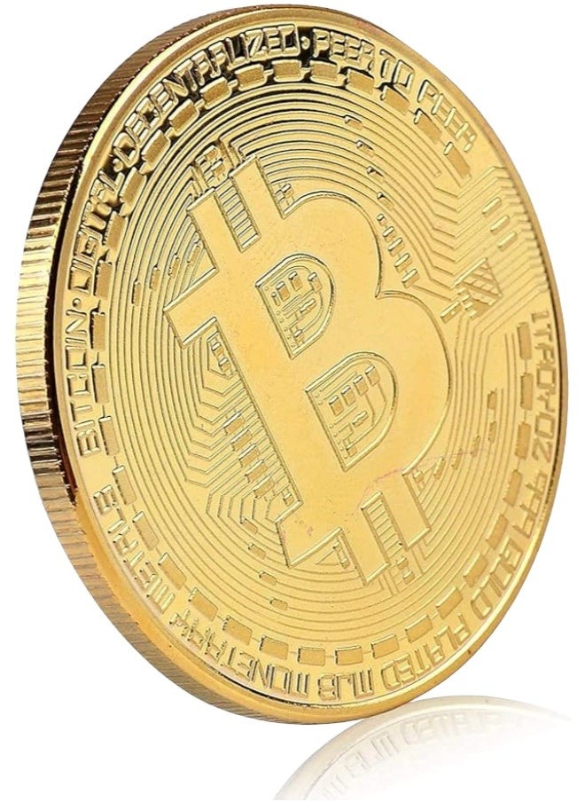 Generic - 10 Pcs Bitcoin Coin Souvenir with Coin Case, Physical Bitcoin Collection, Gold Plated Bitcoin for Commemoration, Crypto Currency Coin BTC for Gift - Image 1