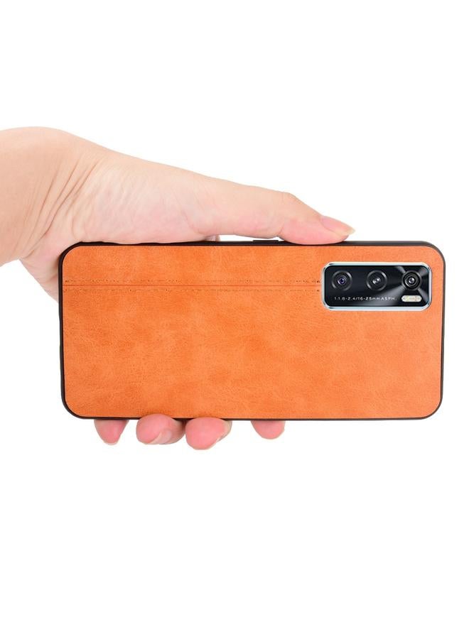 إيروريكس جراب لهاتف vivo V20 SE مقاوم للصدمات بنمط جلد البقر المخيط من مادة PC + PU + TPU - Image 4