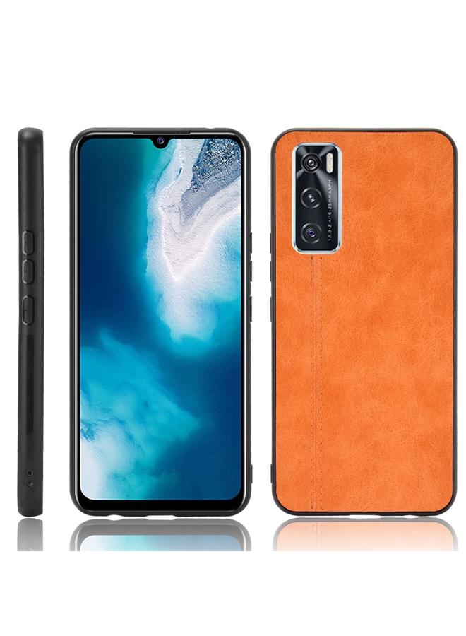 إيروريكس جراب لهاتف vivo V20 SE مقاوم للصدمات بنمط جلد البقر المخيط من مادة PC + PU + TPU - Image 1