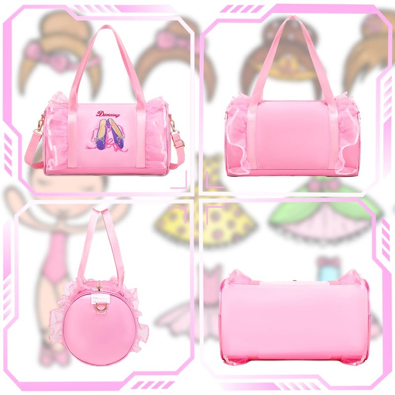 Dorlubel Cute Ballet Dance Backpack Tutu Dress Dance Bag with Key Chain Girls (pink3 of shoes) - Image 4