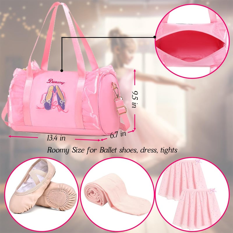 Dorlubel Cute Ballet Dance Backpack Tutu Dress Dance Bag with Key Chain Girls (pink3 of shoes) - Image 5
