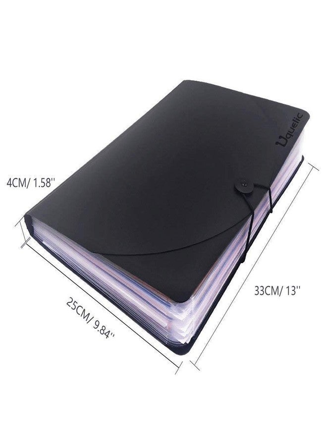Uquelic 24 Pocket Expanding File Folder with Cover - Large Plastic Rainbow Expandable File Organizer Self Standing Accordion A4 Document Folder Wallet Briefcase Business Filing Box - Image 4