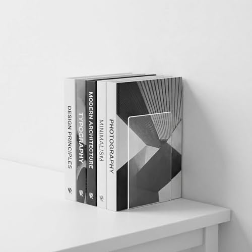 oddpod™ Acrylic Clear Bookends for Office Decor/Book Shelf/Living Room/Home Décor 2101 - Transparent (2 Pcs) - Image 1