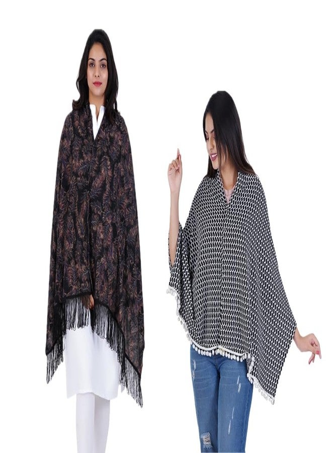 اغيلا شال رضاعة فاخر من أغيلا، ناعم ودافئ، مطبوع ومخطط (أسود مطبوع - كحلي) - Image 3