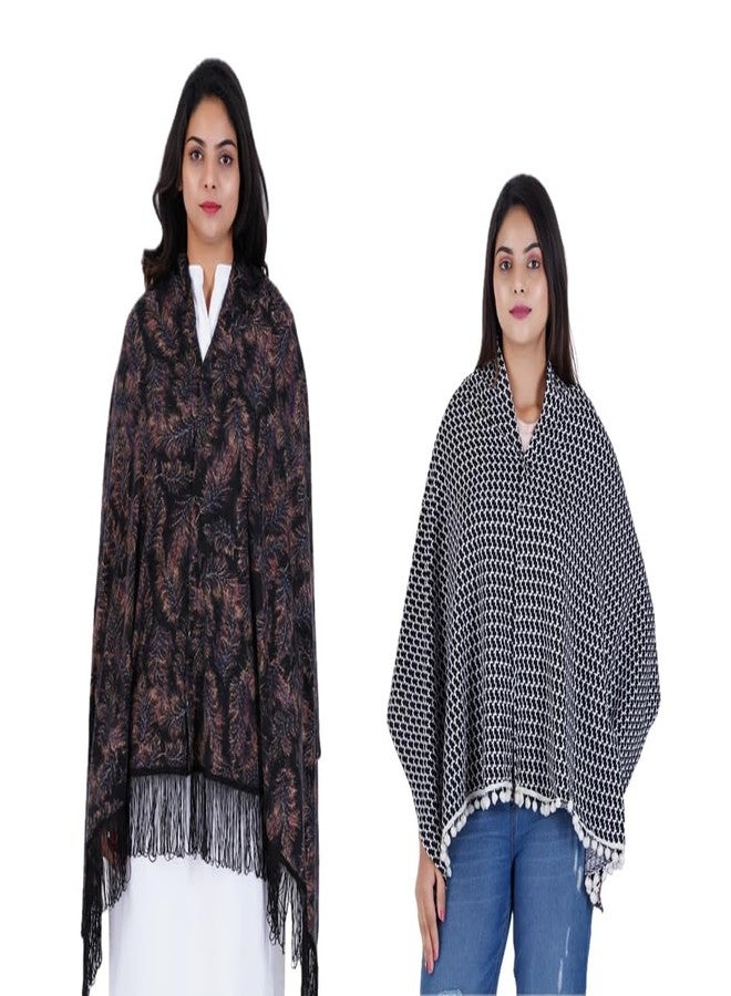 اغيلا شال رضاعة فاخر من أغيلا، ناعم ودافئ، مطبوع ومخطط (أسود مطبوع - كحلي) - Image 1