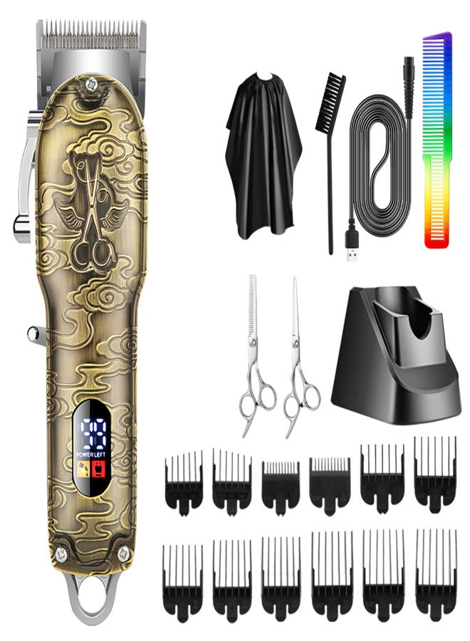 Rechargeable Hair Trimmer with LED Display Multi-functional Cordless Hair Clipper With 12 Guided Combs - Image 1