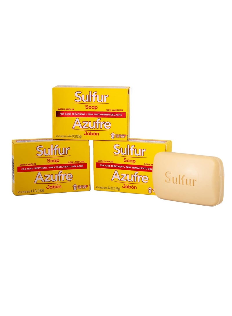 Grisi Biosulfur Grisi Sulfur Soap, Acne treatment, Cleaner Bar Soap, Helps you Reduce Oil Excess and Acne Pimples, Keeps Pores Cleaner, Sulfur 10%, 3-Pack of 4.4 Oz, Bar Soaps, yellow - Image 1