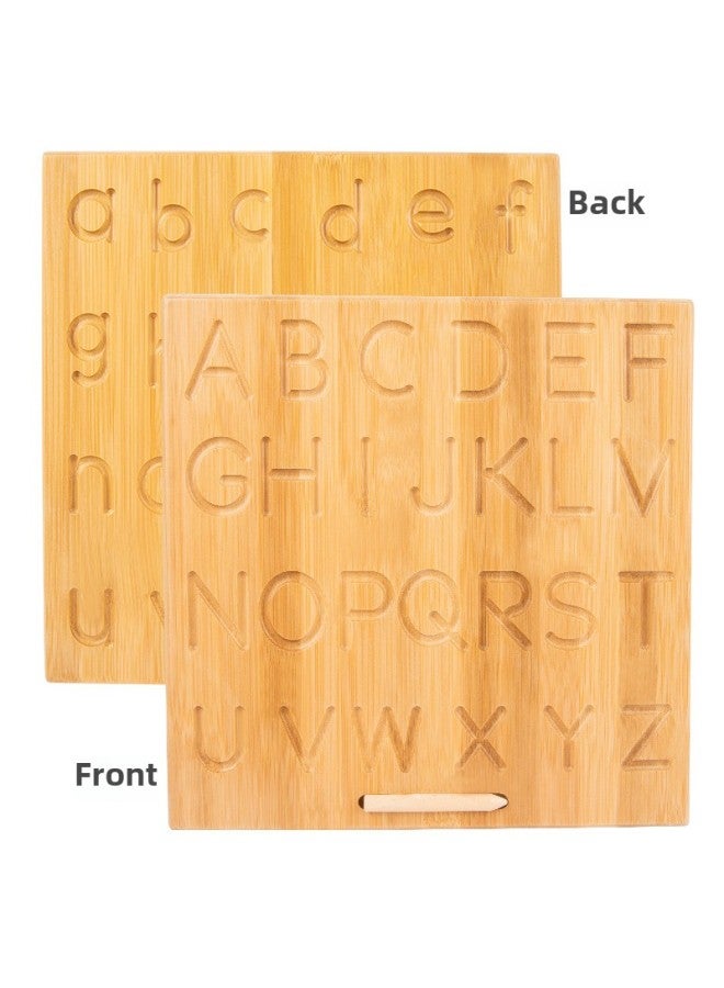 سعر لوحة ممارسة الأخدود الخشبية المقعرة والمحدبة للتعليم المبكر مونتيسوري الرقمية الحروف الهندسية خشب الزان لوحة الكتابة العمياء - اللون: TC-Bamboo (لوحة كتابة الحروف العمياء) 0.75 - Image 1