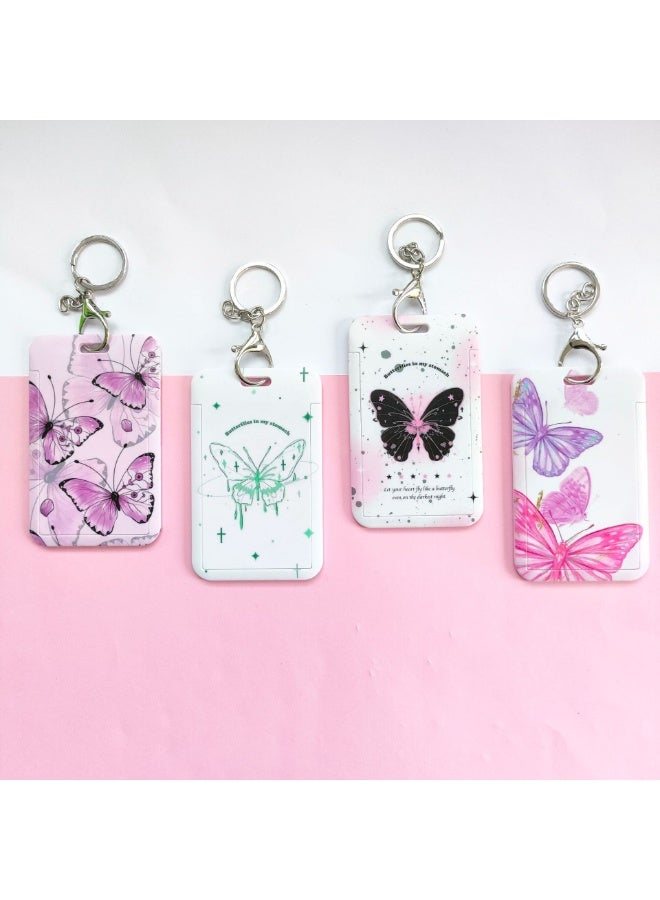 NIBEMINENT 1 - Piece Cartoon Butterfly Kpop Photo Card Holder Pendant Key Chain ID Badge Holder ID Card Holder Photo Card Protector for School ID Office ID Access Card for Women Girls - Image 4