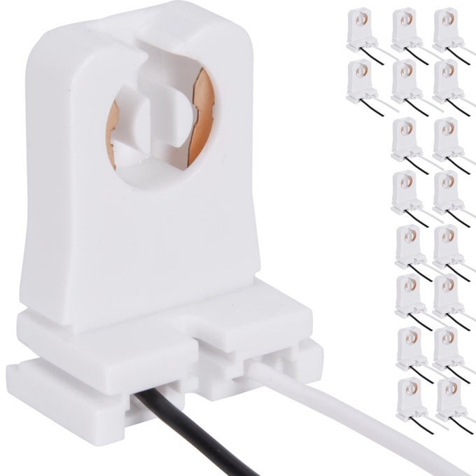 NONSHUNTED TURNTYPE T8 LAMP HOLDER UL SOCKET TOMBSTONE WITH 10 INCHES WIRES ATTACHED FOR LED FLUORESCENT TUBE REPLACEMENTS 18PACK