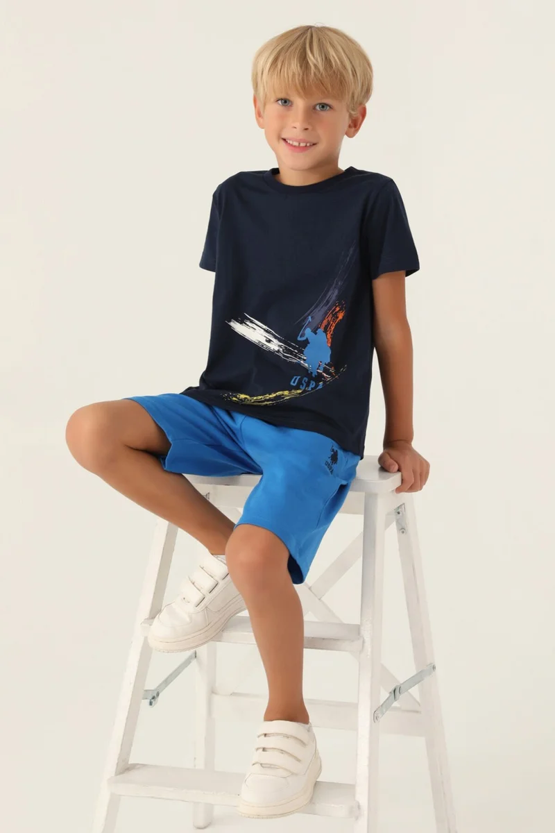 U.S. Polo Assn. Licensed With Emblem Navy Blue Boys Bermuda Set