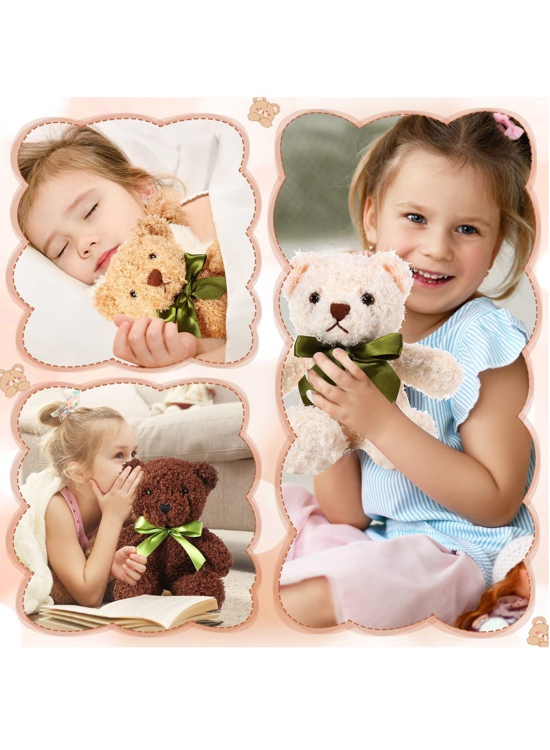 Set of 6 Adorable 10 Inch Plush Bears with Bow Ties Suitable for Birthdays Baby Showers and Party Favors - Image 4