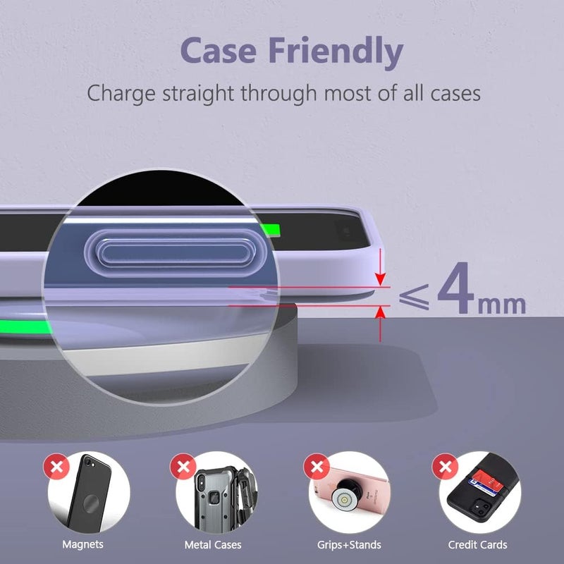 Yootech Wireless Charger,10W Max Wireless Charging Pad Compatible with iPhone 17/17 Pro/17 Pro Max/Air/16/15/14/13/SE 2022/12/11,Samsung Galaxy S25/S24/S23,for AirPods Pro 3(No AC Adapter) - Image 4