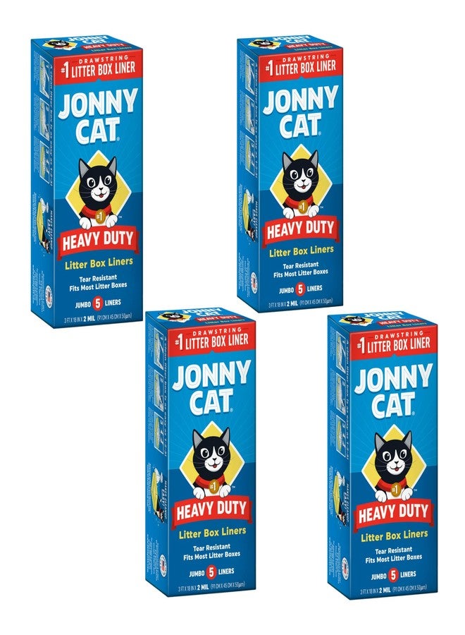 JONNY CAT Litter Box Liners, Heavy Duty Drawstring Liners, Pack of 4 Boxes, 5 Liners per Box, 3 FT X 18 IN, Tear Resistant - Image 1