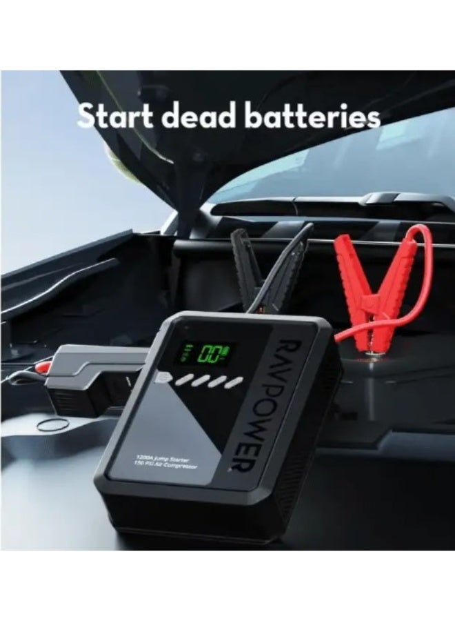 RAVPOWER Portable Car Jump Starter & Air Compressor 8000mAh 30W – Black - Image 5
