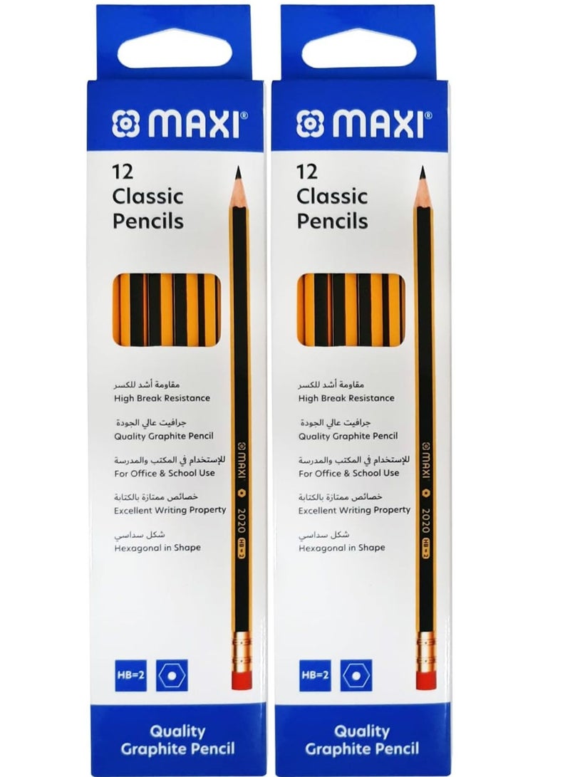 Maxi 24-Pieces HB Classic Pencil Black/Yellow - Image 1