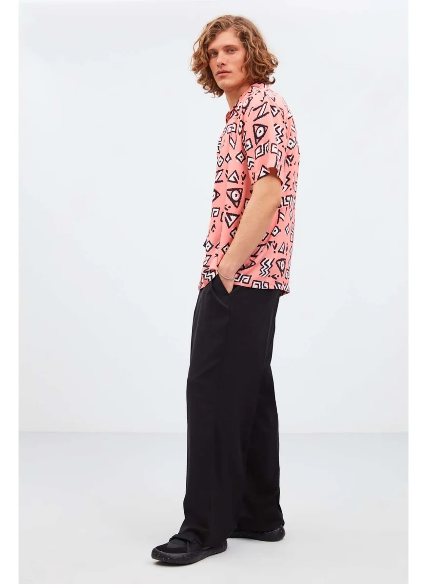 جريميلانج Sanremo Men's 100% Cotton Poplin Fabric Patterned Summer Pink Shirt