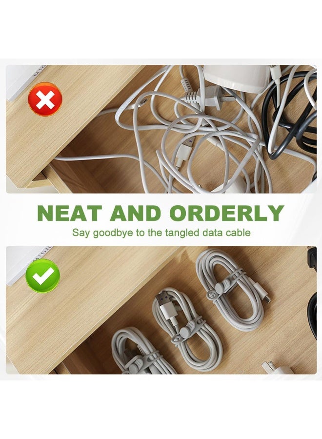 10PC Data Cable Organizer, 2026 Upgrade Silicone Cable Ties Reusable Cable Management Organizers, Multipurpose Elastic Cord Organizer for Fastening and Bundling Cable Cords Wires (A) - Image 5