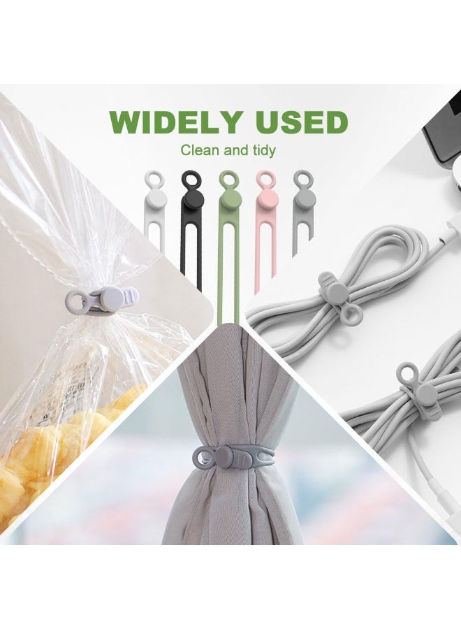 10PC Data Cable Organizer, 2026 Upgrade Silicone Cable Ties Reusable Cable Management Organizers, Multipurpose Elastic Cord Organizer for Fastening and Bundling Cable Cords Wires (A) - Image 4