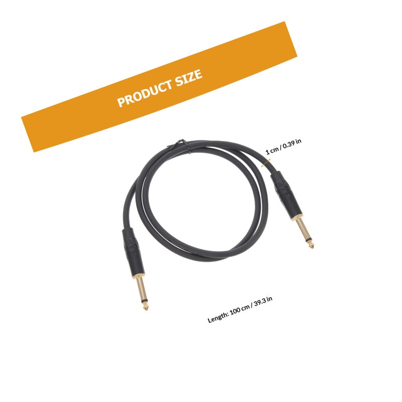 Male to Male Microphone Audio Cable 6.35mm Audio Cable for Electric Guitar Black - Image 2