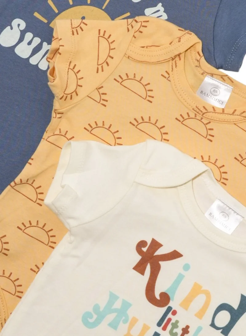 Bambimici Bambimici 3-Piece Short Sleeve You are my Sunshine Print Bodysuit for Baby