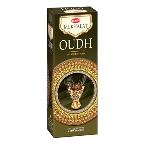 Hem Mukhalat Oudh Incense Sticks (120 Sticks, 6 Boxes Inside) - 9 Inches Long, 20g per Box - Perfect for Meditation, Rituals & Cleansing, Purifies Surroundings by Eliminating Negativity. - Image 1