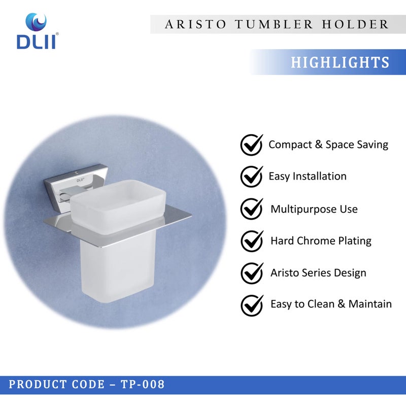 DLII® Aristo Tumbler Holder SS 304 Grade - Contemporary Design Toothbrush Organizer | Rust-Resistant Premium Bathroom Accessory | Wall Mounted Brush Holder - Image 2