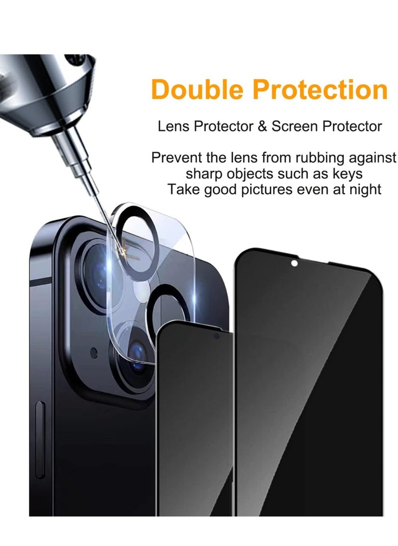 ELTRAZONE - [2+2 Pack] iPhone 14 Plus Privacy Screen Protector with Camera Lens Protector Full Coverage Anti-Spy Tempered Glass Film 9H Hardness Upgrade Edge Protection Easy Installation Bubble Free Specially De - Image 1