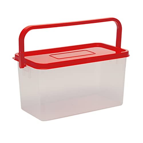 Gluman Polypropylene Pick N Carry Multipurpose Storage Box With Lid (3.3 Litre) | Dishwasher Safe | Freezer Safe | 100% Food Grade | Recyclable (Red) - Image 1