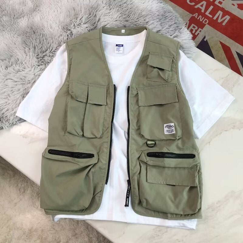 American High Street Fashion Brand Functional Multi-Pocket Workwear Tactical Vest For Men And Women Hip-Hop Loose Versatile Vest Jacket - Image 3