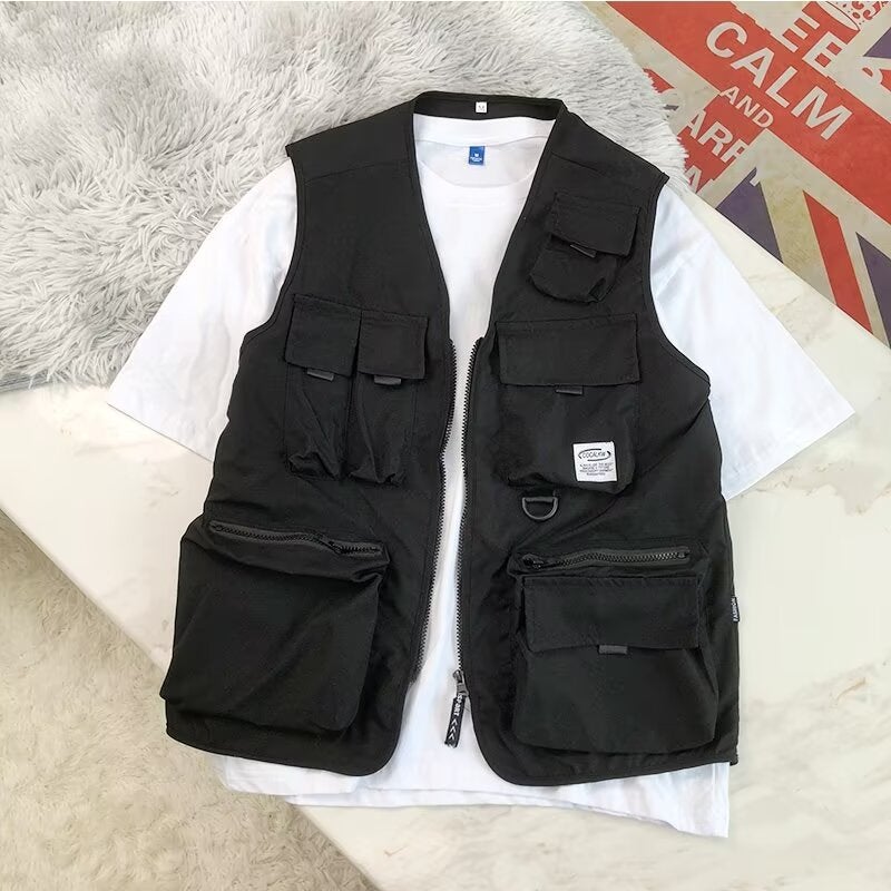 American High Street Fashion Brand Functional Multi-Pocket Workwear Tactical Vest For Men And Women Hip-Hop Loose Versatile Vest Jacket - Image 1