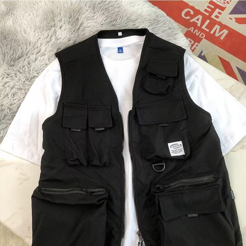 American High Street Fashion Brand Functional Multi-Pocket Workwear Tactical Vest For Men And Women Hip-Hop Loose Versatile Vest Jacket - Image 5