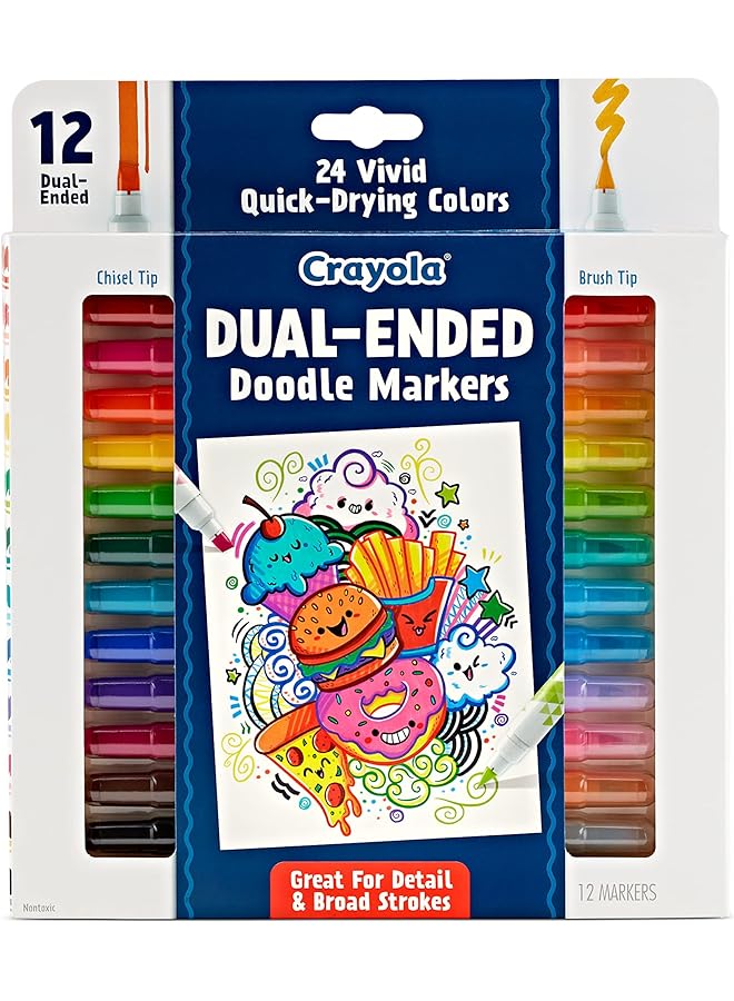 Crayola Dual Chisel Tip And Brush Markers Art Markers Gifts For Teens 12Ct - Image 1