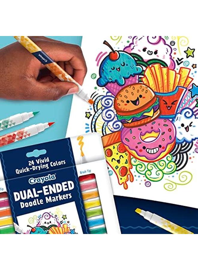 Crayola Dual Chisel Tip And Brush Markers Art Markers Gifts For Teens 12Ct - Image 2