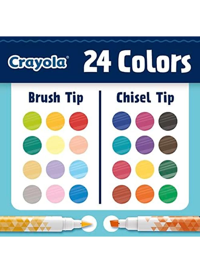 Crayola Dual Chisel Tip And Brush Markers Art Markers Gifts For Teens 12Ct - Image 3