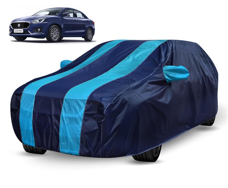 Auto Hub Car Cover Compatible with Maruti Swift Dzire (Model : 2017-Till Date) with Mirror Pocket, Water Resistant, Triple Stitched, Dzire Car Cover, Navy-Blue - Image 1