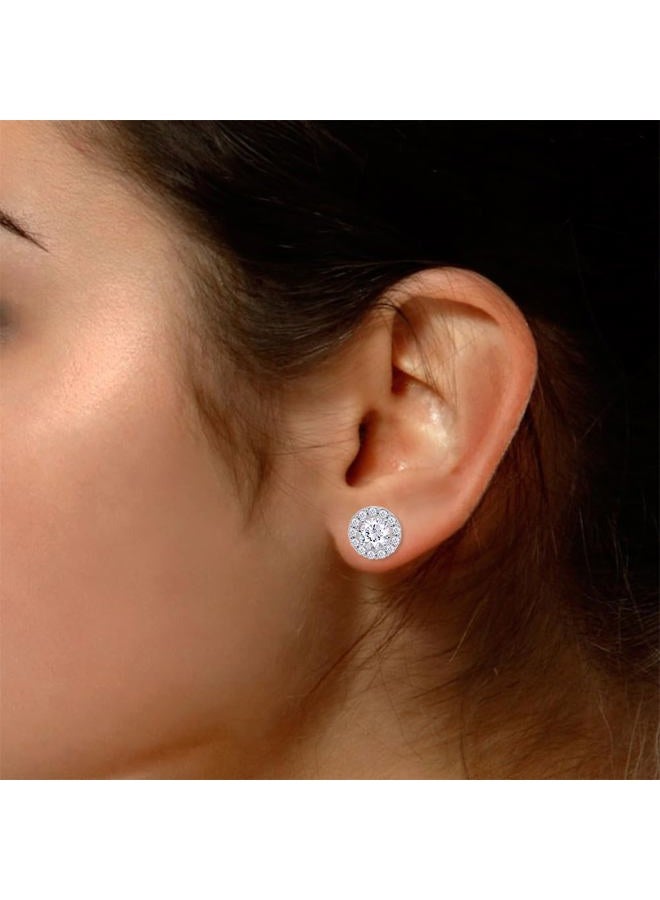 SAVEARTH DIAMONDS Round Cut Lab Created Moissanite Women's Earring Jackets For 7MM Round Shape Studs In 14k White Gold Over 925 Sterling Silver (VVS1 Clarity, 0.40 Ctw) - Image 5