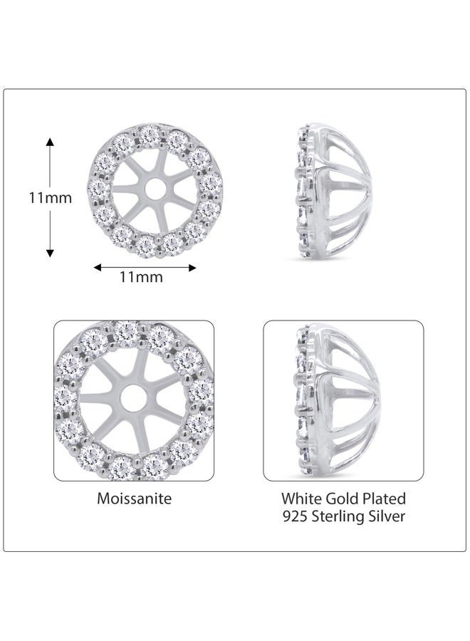 SAVEARTH DIAMONDS Round Cut Lab Created Moissanite Women's Earring Jackets For 7MM Round Shape Studs In 14k White Gold Over 925 Sterling Silver (VVS1 Clarity, 0.40 Ctw) - Image 2