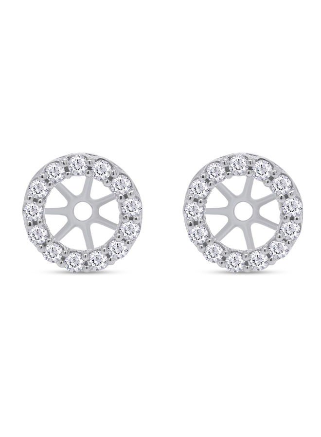 SAVEARTH DIAMONDS Round Cut Lab Created Moissanite Women's Earring Jackets For 7MM Round Shape Studs In 14k White Gold Over 925 Sterling Silver (VVS1 Clarity, 0.40 Ctw) - Image 1