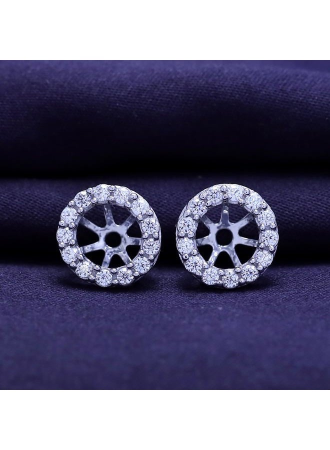 SAVEARTH DIAMONDS Round Cut Lab Created Moissanite Women's Earring Jackets For 7MM Round Shape Studs In 14k White Gold Over 925 Sterling Silver (VVS1 Clarity, 0.40 Ctw) - Image 3