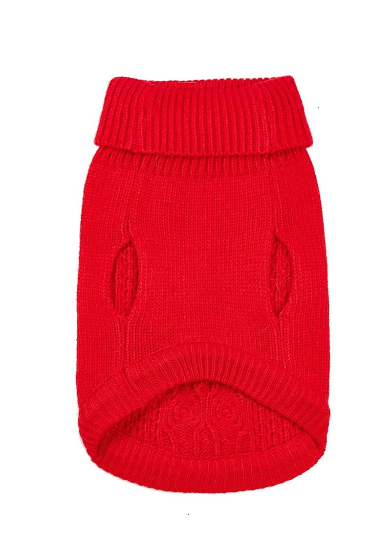 Warm Red Knitted Cat Sweater, Turtleneck Sleeveless Outfit for Cats & Small Dogs, Perfect Winter Clothes for Cold Season (Size M)  - Image 5