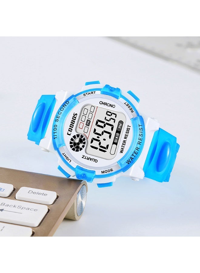 COOBOS 35mm size Children Digital Watch, Kids Water Resistant Rubber Digital Boy's and girl's Watch, Shockproof 30M Swim Safe, LED Night Light (blue) - Image 3